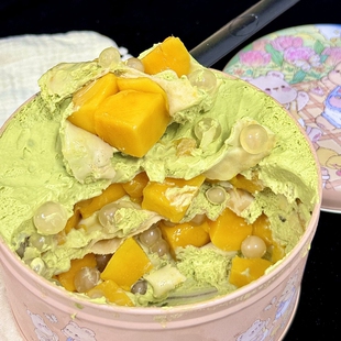 抹茶芒果马蹄爆爆珠千层蛋糕动物奶油新鲜台芒手工现做甜品罐子