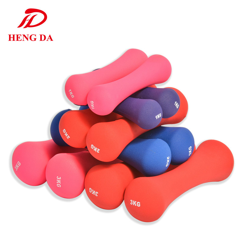 包邮恒达浸塑女士小哑铃家用健身器材包胶瑜伽1/2/3KG儿童学生亚
