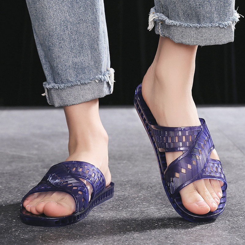 夏季男士简约水晶凉拖鞋室内家居家防滑一字拖塑料浴室洗澡拖鞋男,流行男鞋,一字拖,淘宝优惠券,粉丝福利购,淘宝优惠卷