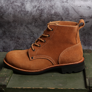 正品舰艇防油防刺高帮皮鞋经典陆空战士皮靴圆头真皮翻毛工装靴