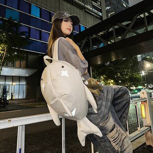 2026新款 鲨鱼双肩包校园风男女大容量可爱卡通尼龙布背包拉链书包