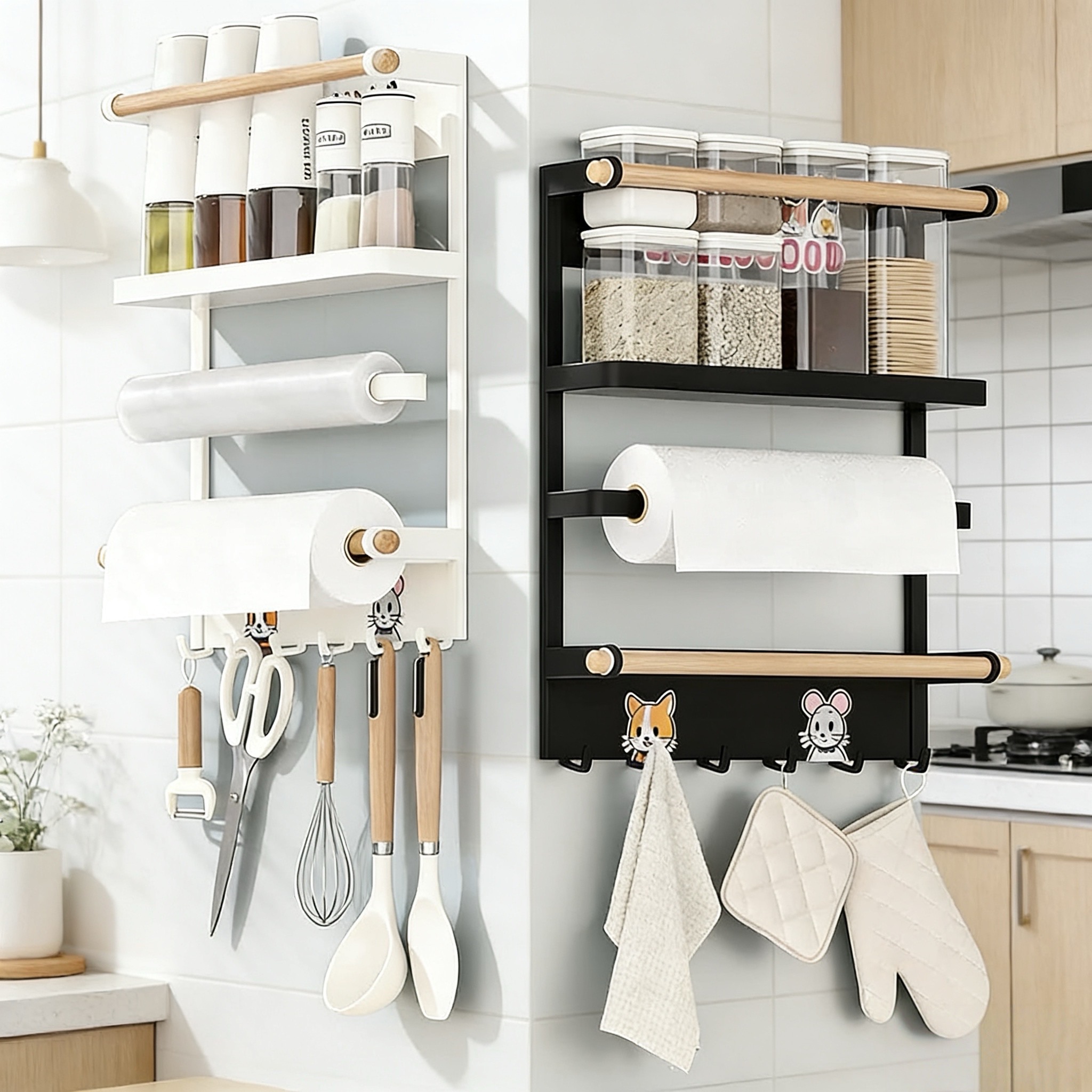 冰箱侧边免打孔壁挂大容量收纳架