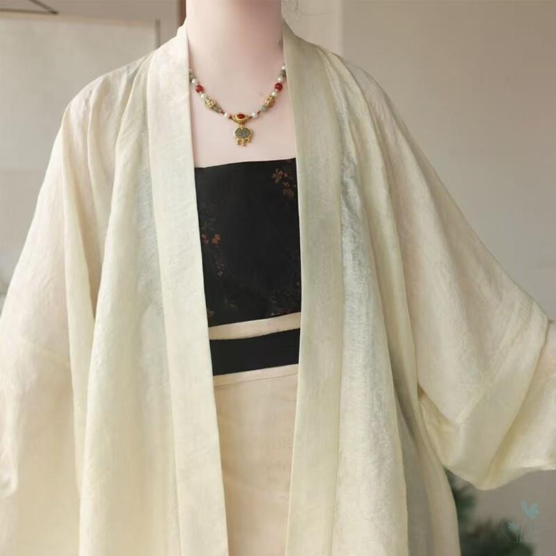 松烟|半枫荷宋制汉服飞机袖搭竹根青两片旋裙日常通勤可穿春夏女