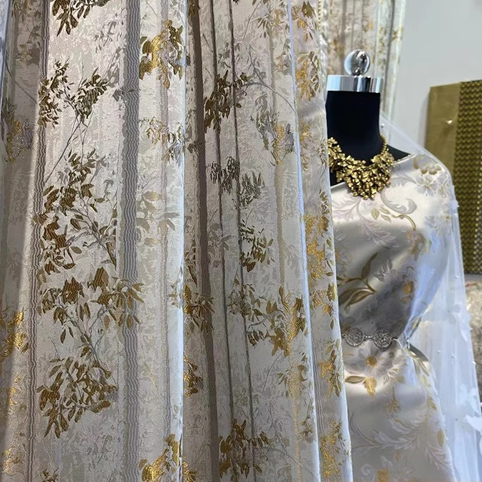 高档新中式窗帘中国风枝繁叶茂高精密金丝提花卧室客厅竹海遮光帘