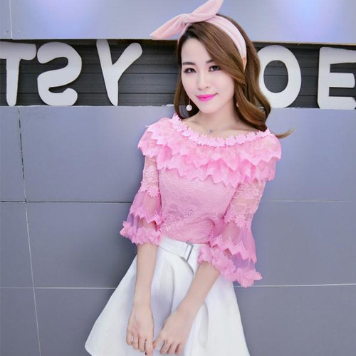 新款甜美修身显瘦七分袖上衣