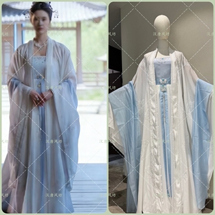 大奉打更人毛晓慧怀庆公主同款蓝白满绣款古装齐地汉服写真cos服