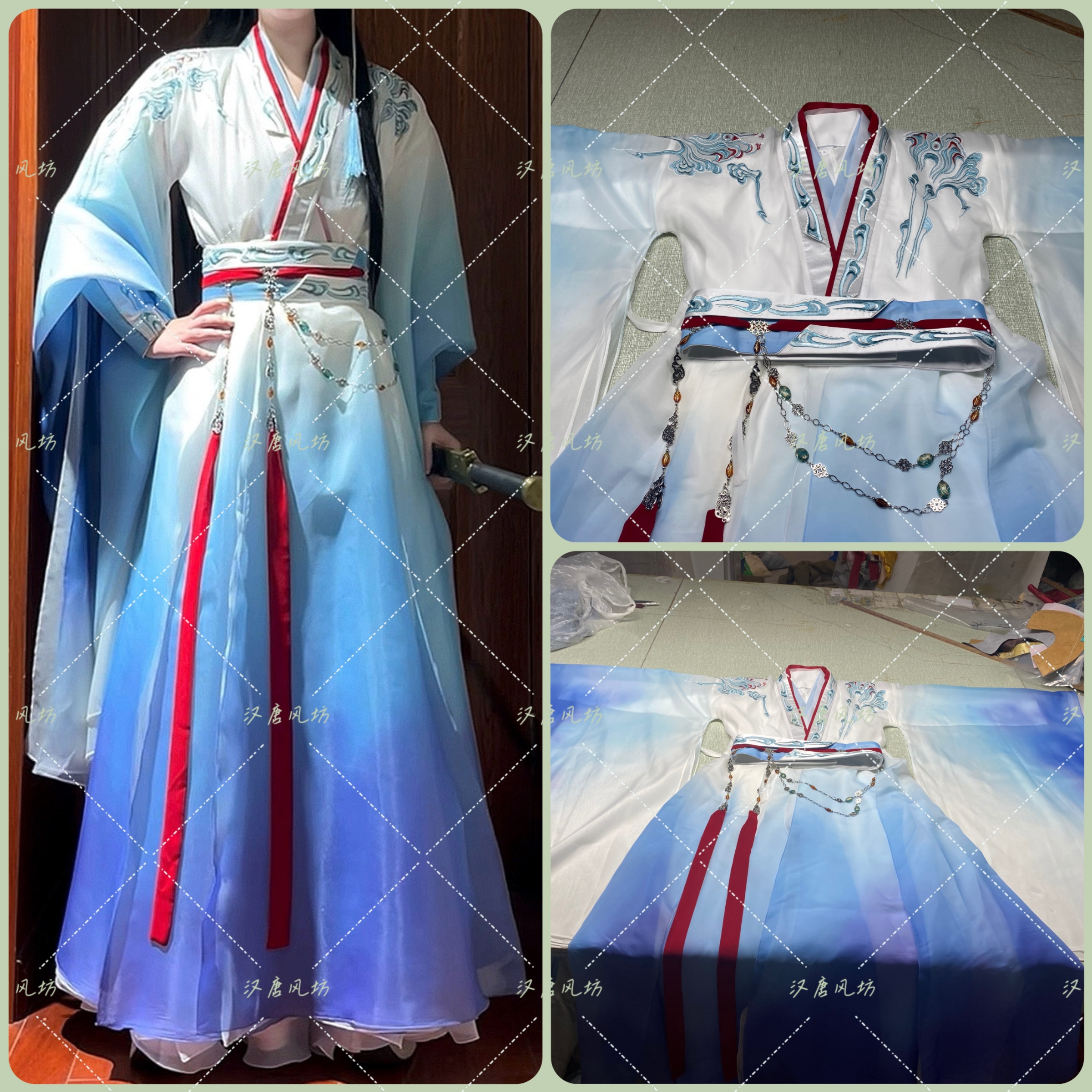 山海赴成毅蓝红秋水萧沉舟李肖明同款古装汉服侠客剑客武侠演出服