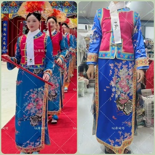 复古皇家宫廷酒宴工作服宴会清朝宫女服装侍女服丫鬟服拍段子古装