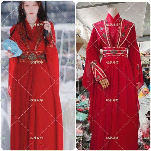 莲花王鹤润角姐角丽谯红色霸气古装汉服女侠演出服cosplay写真服