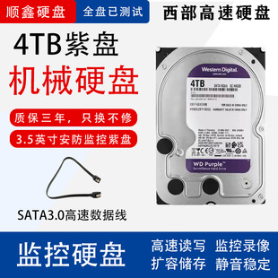 PURX紫盘4T 西部数据 WD40EURX 录像机监控储存硬盘稳 3.5台式