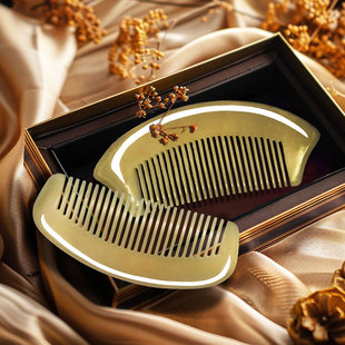 正品老黄牛角梳子组合女士宝宝专用家用化妆防静电头皮按摩梳经络
