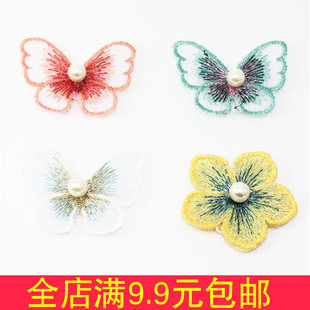 日韩洛丽塔刘海贴蝴蝶蕾丝刺绣森女魔术贴发贴可爱碎发粘网红头饰