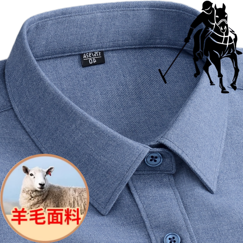 保罗男士羊毛商务长袖宽松衬衫