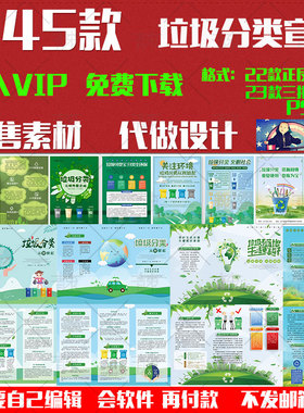垃圾分类指导手册绿色环保社区双面宣传单三折页手册PSD分层素材