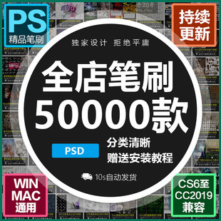 笔刷ps素材 画笔 毛笔 水彩 古风 插画 头发 手绘 水墨 厚涂 噪点