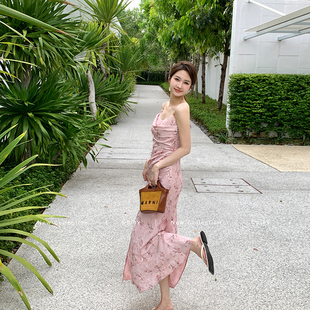 DPLAY海岛绝美吊带连衣裙女装2026夏季新款今年流行爆款碎花裙子