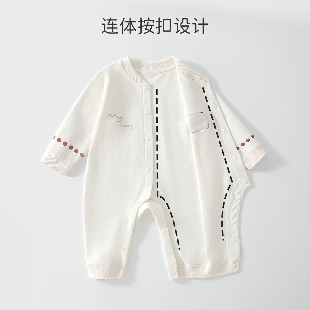婴幼儿A类开扣连体衣休闲宝宝无骨哈衣73-90码连体按扣设计小衣服
