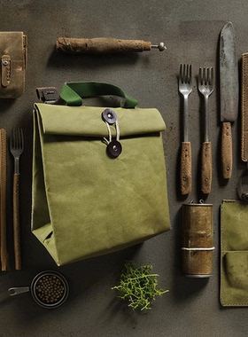 绿色环保水洗牛皮纸保温饭盒袋 便携便当包 防水上班族学生午餐袋