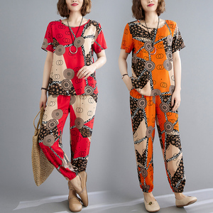 2023棉绸套装女时尚外穿夏两件套妈妈中老年睡衣大码家居长裤薄款