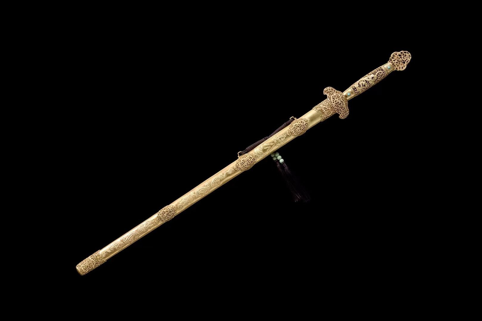 纯铜仿古剑花纹钢宝刀镇宅防身冷兵器收藏摆件工艺品未开刃