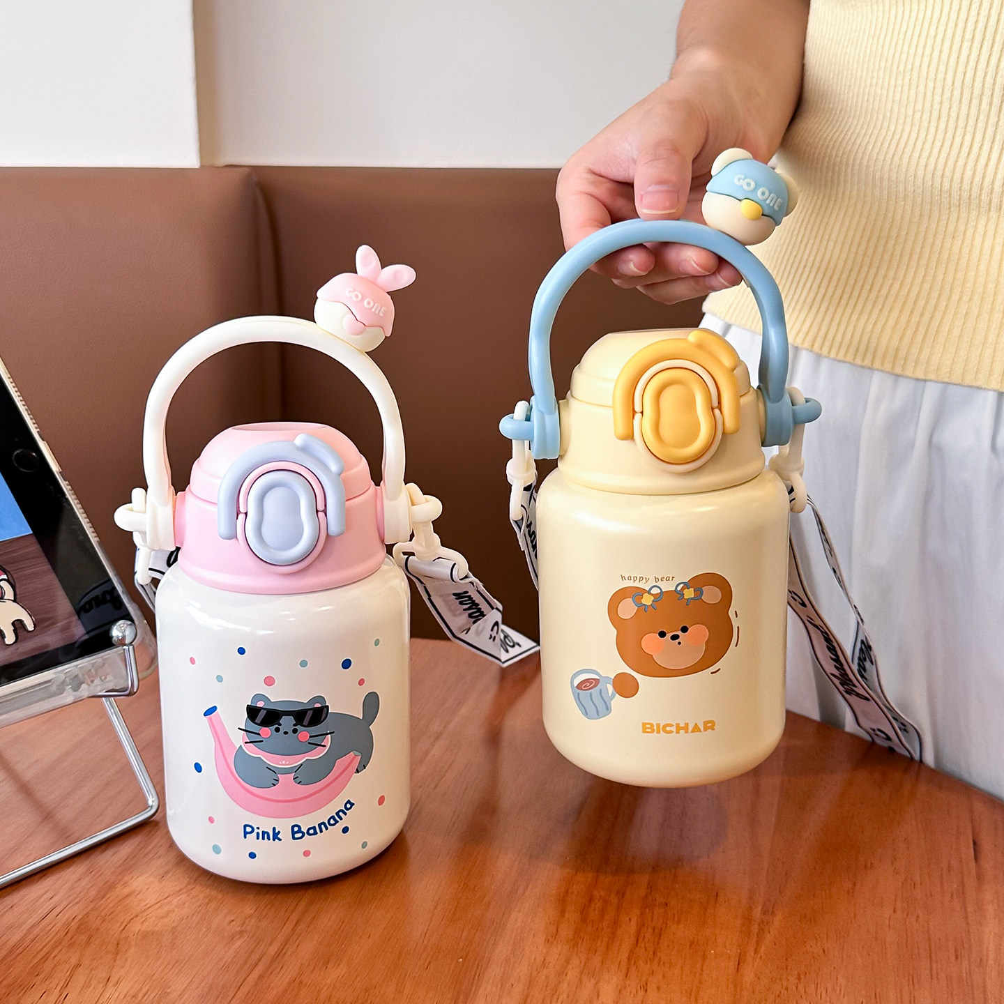 可爱儿童保温杯2025新款高颜值吨吨杯女生便携吸管大肚杯上学专用,餐饮具,保冷/保温杯,淘宝优惠券,粉丝福利购,淘宝优惠卷