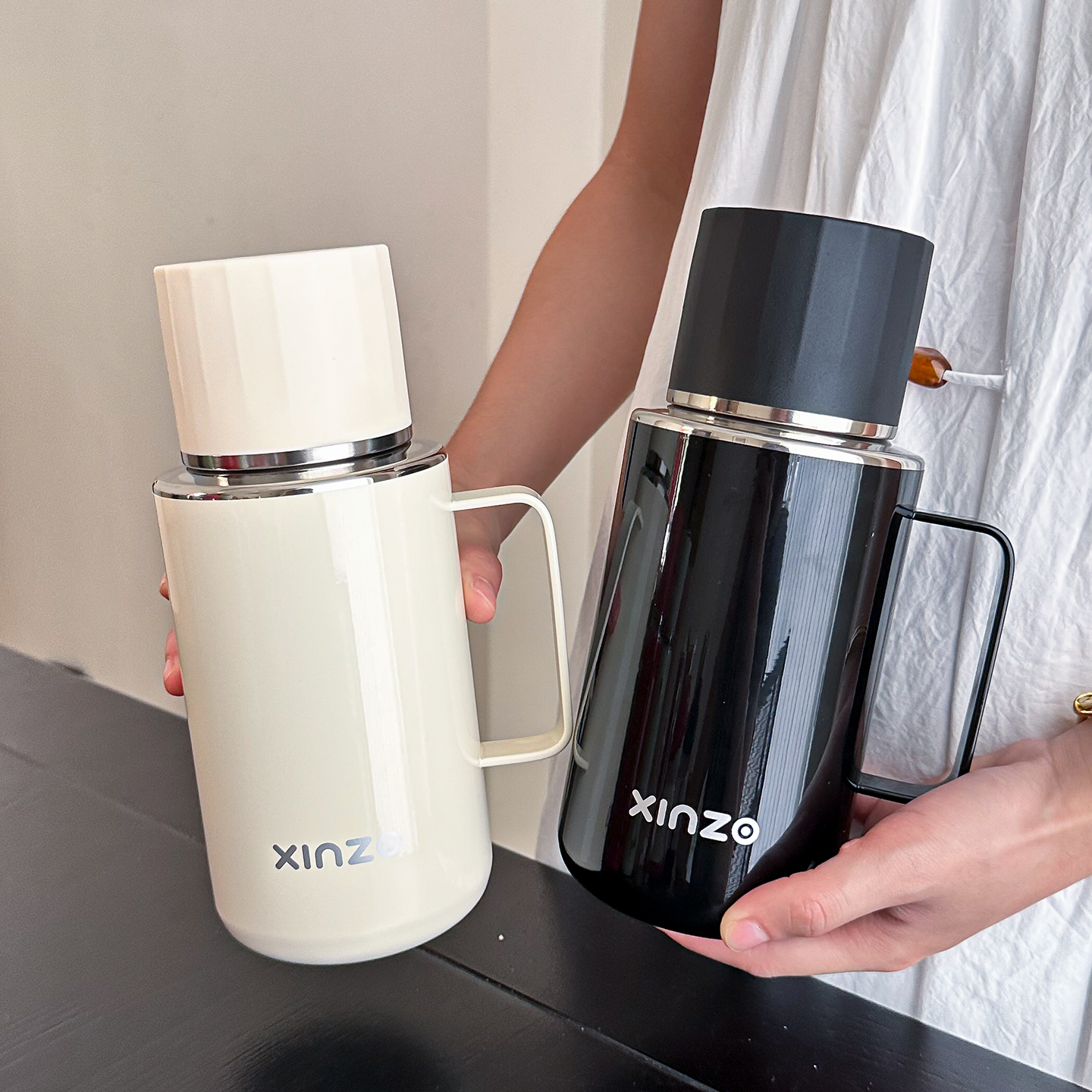 极简保温杯高档商务手柄泡茶杯男女士办公室焖茶杯车载带盖喝水杯