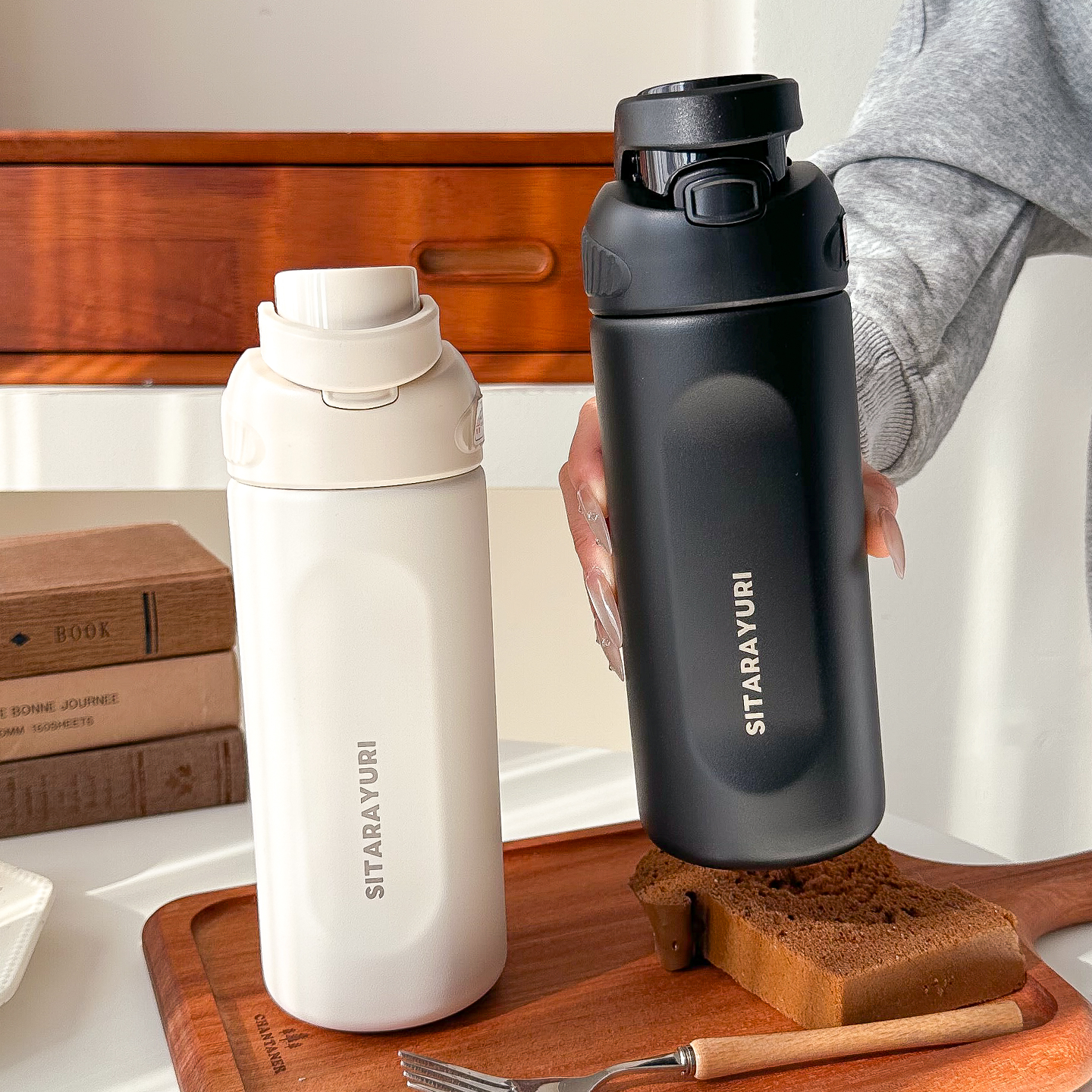 极简保温杯316不锈钢男生运动水杯初高中生双饮吸管杯女车载便携