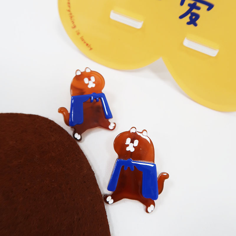 小野不见了创意设计调皮猫咪耳环趣味卡通可爱耳饰s925银针秋冬