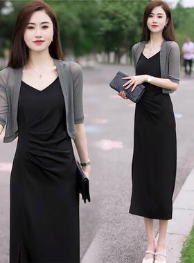 夏季配吊带裙的小外搭披肩短款网纱冰丝开衫简约百搭防晒罩衫坎肩