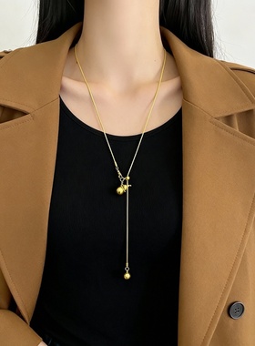 2026新款爆款金色葫芦项链女轻奢小众设计感高级气质百搭毛衣链