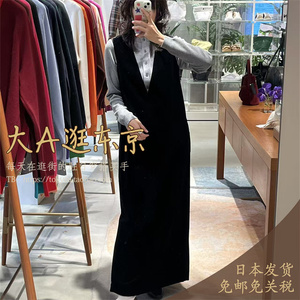 大A逛东京caban日本代购 丝绒深V领无袖连衣裙4色
