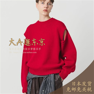 大A逛东京beauty日本代购 2色 混羊毛露肩圆领纯色针织衫