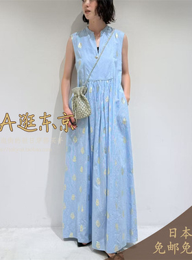 大A逛东京ne quittez pas日本代购 纯棉箔印花无袖连衣裙4色