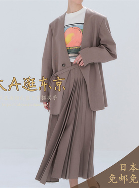 预约3月上大A逛东京ST日本代购 不规则下摆纯色百褶半身裙2色