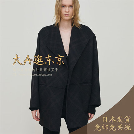 VIP6折大A逛东京Edition日本代购 100％纯羊毛格纹翻领毛呢外套