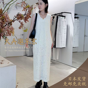 7折大A逛东京louren日本代购 精致蕾丝花朵无袖连衣裙2色