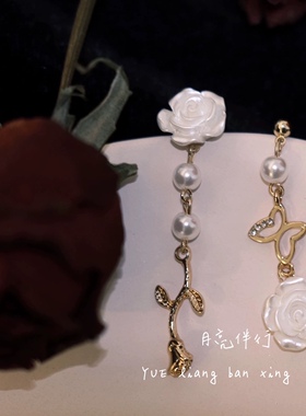玫瑰耳钉法式少女耳环