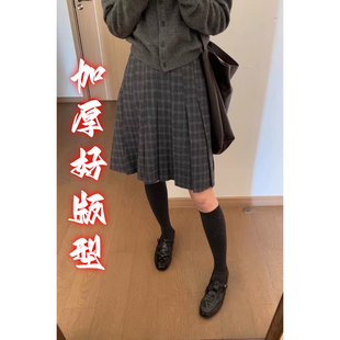 2025年秋冬新款裙型狂赞!春秋灰色显高洋气格子百褶裙A字裙半身裙