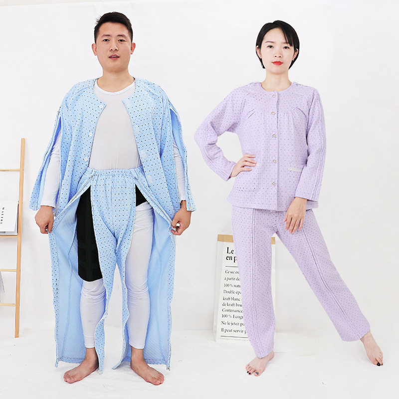 秋冬易穿脱长袖老人方便护理衣服病人受伤骨折瘫痪卧床开边裤男女