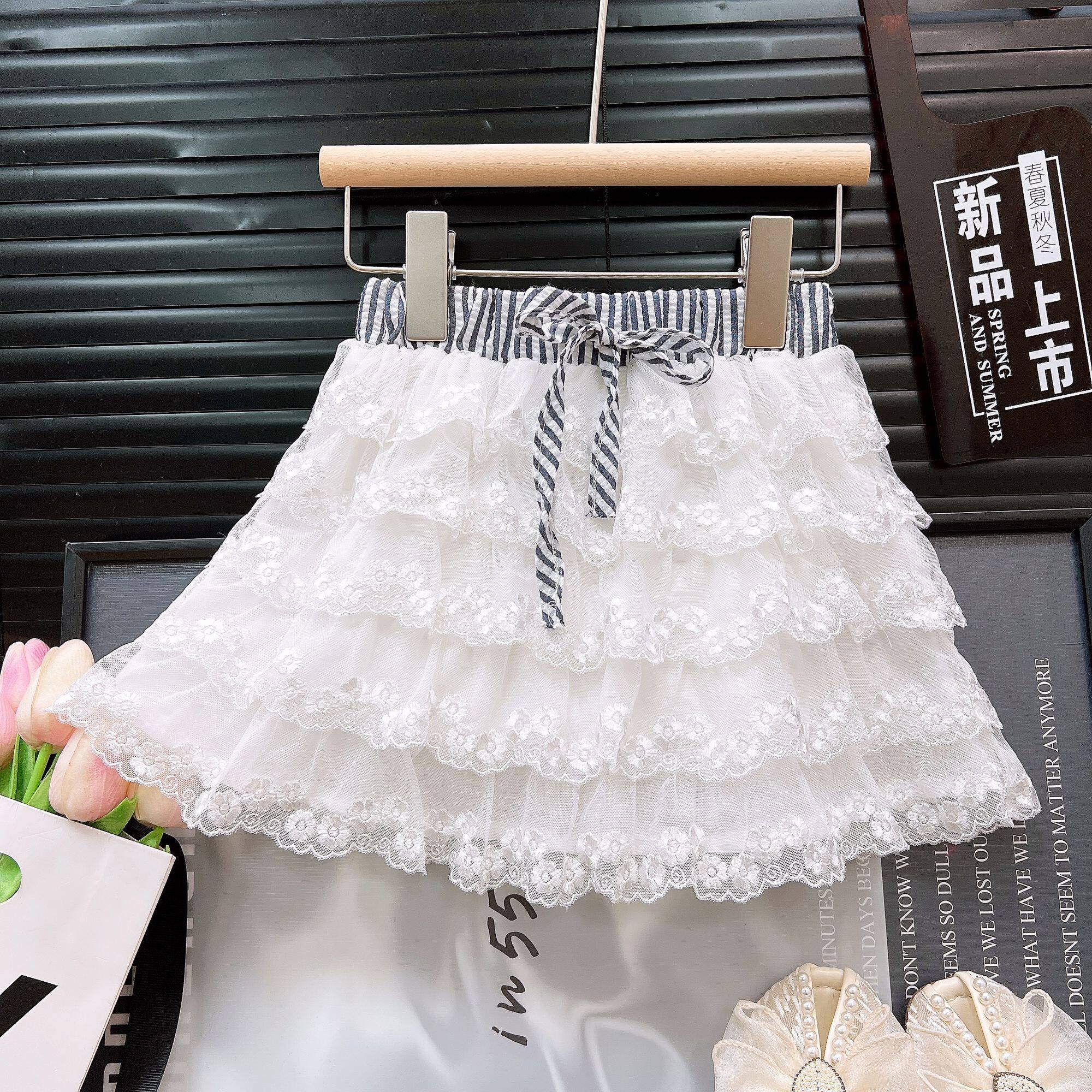 女童半身裙2025秋季新款儿童洋气蕾丝花边公主裙宝宝百搭蛋糕裙子