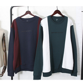 肥佬胖子宽松休闲加肥加大码 新款 男士 KIABI圆领拼色加绒卫衣5