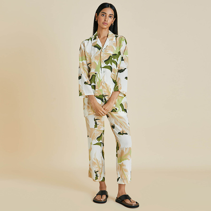 贝嫂同款冰丝七分袖睡衣女款春夏睡衣/家居服套装
