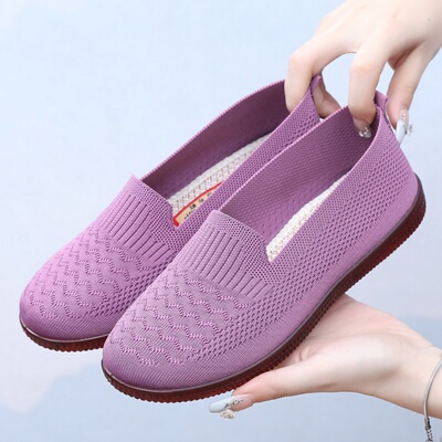 春夏款轻便透气防滑一脚蹬中老年健步鞋妈妈套脚女布鞋散步遛弯鞋