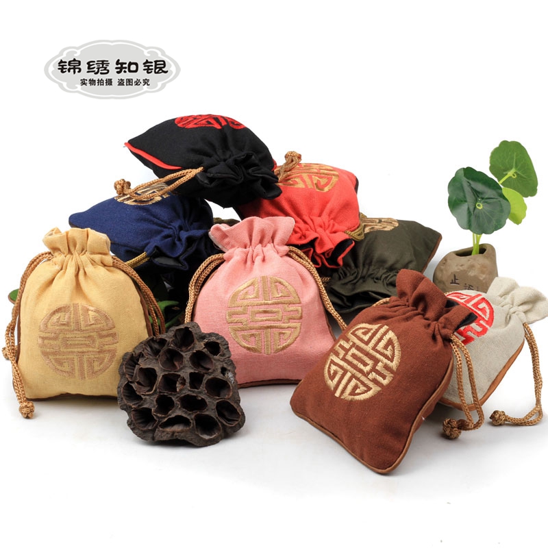 锦囊麻布袋佛珠手串文玩