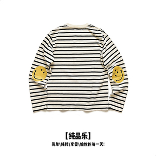 kapital vintage平田 手臂笑脸条纹圆领长袖纯棉t恤男女t衫t血衫