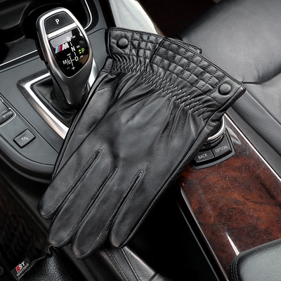 【礼盒装】小羊皮男手套加绒保暖