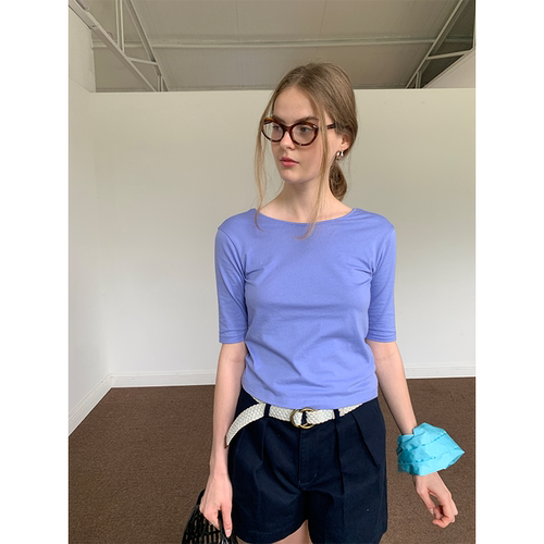 中袖露背T恤常规露背棉女