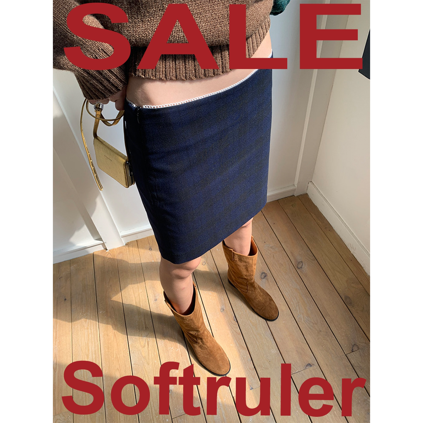 Softruler 时髦感暗格纹低腰半裙 短/长款 韩国面料