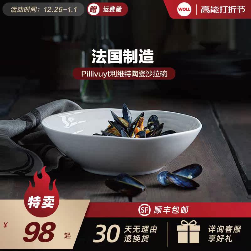 法国Pillivuyt品牌法国进口制造沙拉碗北欧家用陶瓷餐具甜品水果