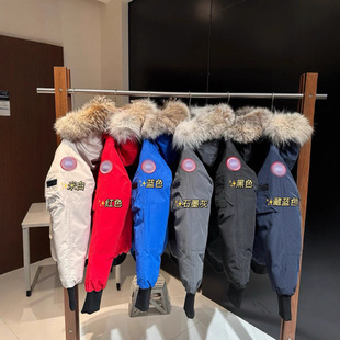 莆田大鹅01款飞行夹克加拿大短裤羽绒服男女加厚可拆毛领派克服
